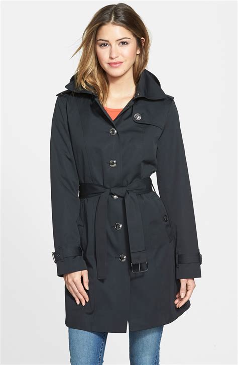 michael kors black and white trench coat|Michael Kors removable hood coats.